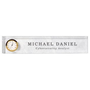 Desk Name Plate with Clock – Personalized Gift