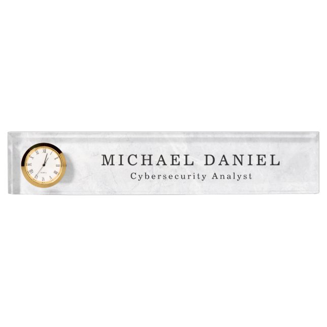 Desk Name Plate with Clock – Personalized Gift (Front)