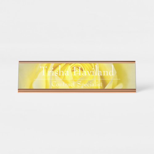 Desk Name Plate _ Yellow Rose Design HAMbyWG