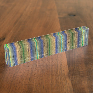 Desk Name Plates blue and green wood