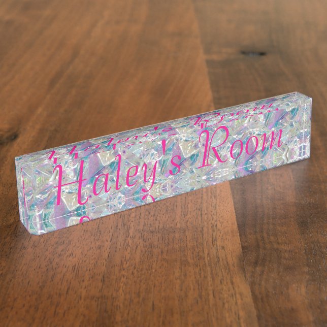 Desk Nameplate - HAMbyWhiteGlove - Crystal Design (Side)