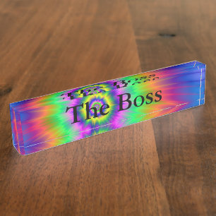 Desk Nameplate  Tie Dye Fireball