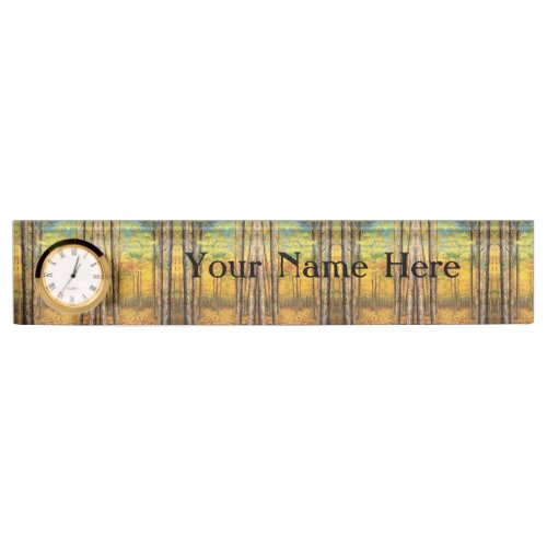 Desk Nameplate wOptional Clock _ Acadia Forest 2