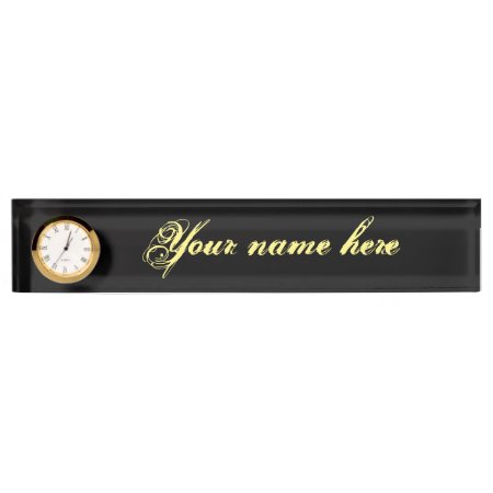 Desk Nameplate With Clock