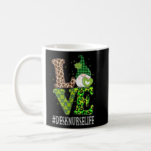 Desk Nurse Love St Patricks Day Gnome Leopard Wome Coffee Mug