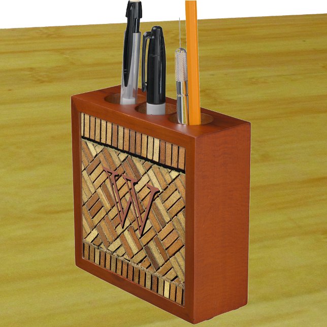 Desk Organizer - Brick Pattern with Initial (Creator Uploaded)