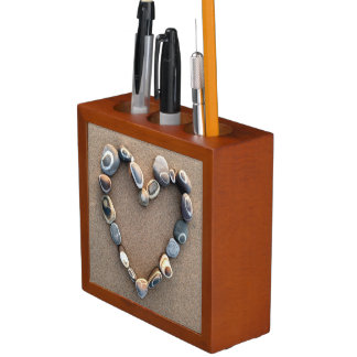 Desk organizer pebble heart love beach nature
