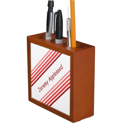 Desk Organizer _ Shades of Red Lines and Text