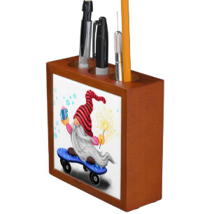 Desk Organizer with Christmas Gnome