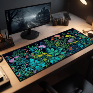 Desk Pad, Colorful Wildflowers On Dark Background Mat