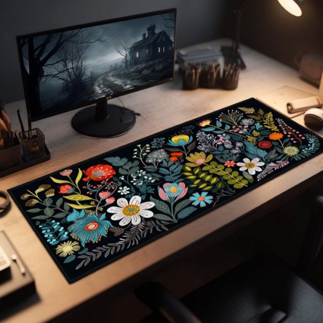 Desk Pad, Daisies And Colored Wildflowers Mat (Creator Uploaded)