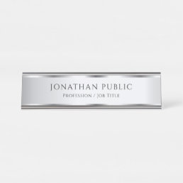 Desk Sign Name Plate Silver Look Glamour Template