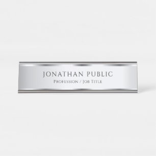 Desk Sign Name Plate Silver Look Glamour Template
