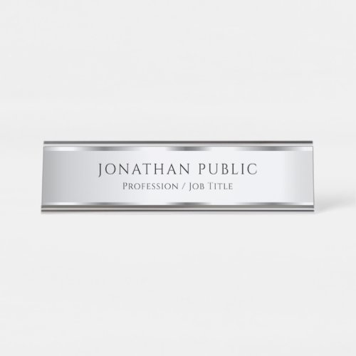 Desk Sign Name Plate Silver Look Glamour Template