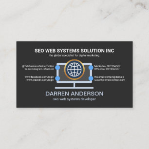 Desktop Computer Grey Placard Web SEO Technology Business Card