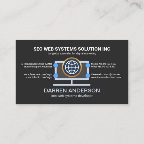 Desktop Computer Grey Placard Web SEO Technology Business Card