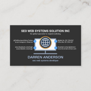 Desktop Computer Placard Web SEO Technology Business Card