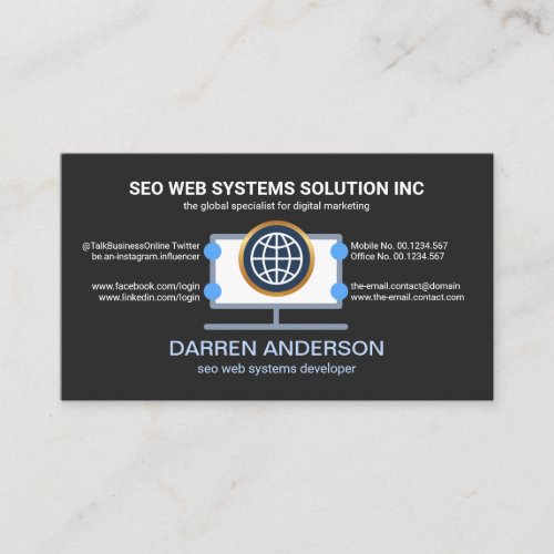 Desktop Computer Placard Web SEO Technology Business Card