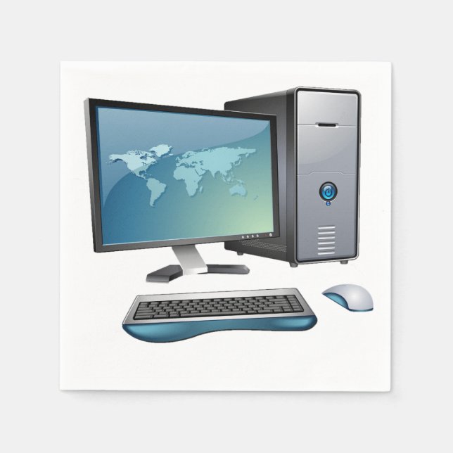 Desktop Computer with Monitor, Keyboard and Mouse Paper Napkins (Front)