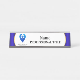 Desktop Silver Name Plate with Logo & Slogan 10