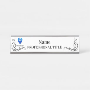 Desktop Silver Name Plate with Logo & Slogan 2