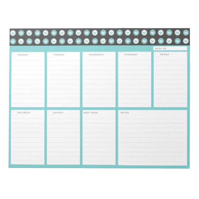 Desktop Weekly Organizer Note Pad (Front)