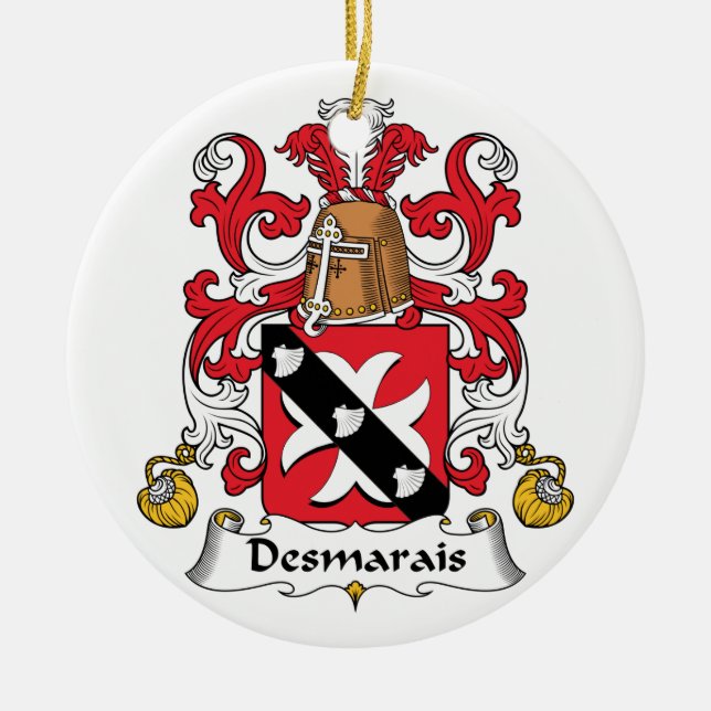 Desmarais Family Crest Ceramic Ornament (Front)