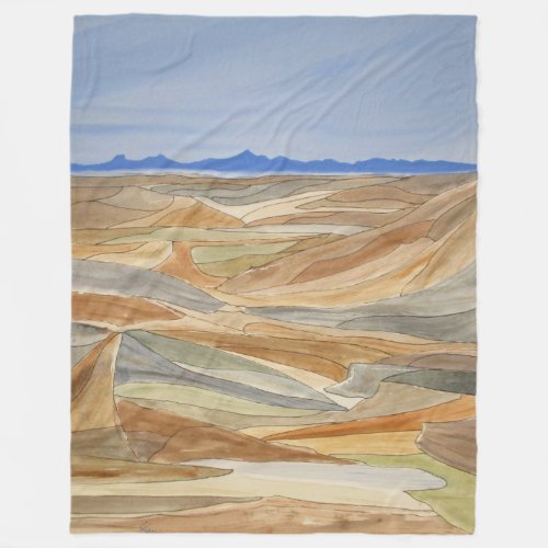 Desolate Regions Watercolor Line Art Print Fleece Blanket