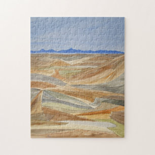 Desolate Regions Watercolor Line Art Print Jigsaw Puzzle