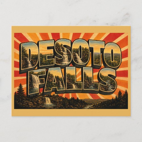 DeSoto Falls Alabama Mountain Waterfall Vintage Postcard