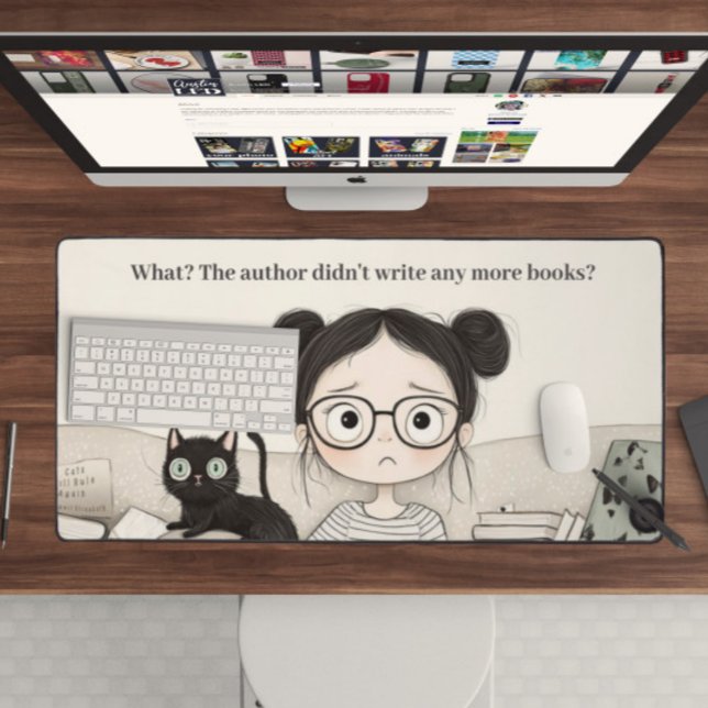 Despair of a Cat Loving Reader Desk Mat (Creator Uploaded)