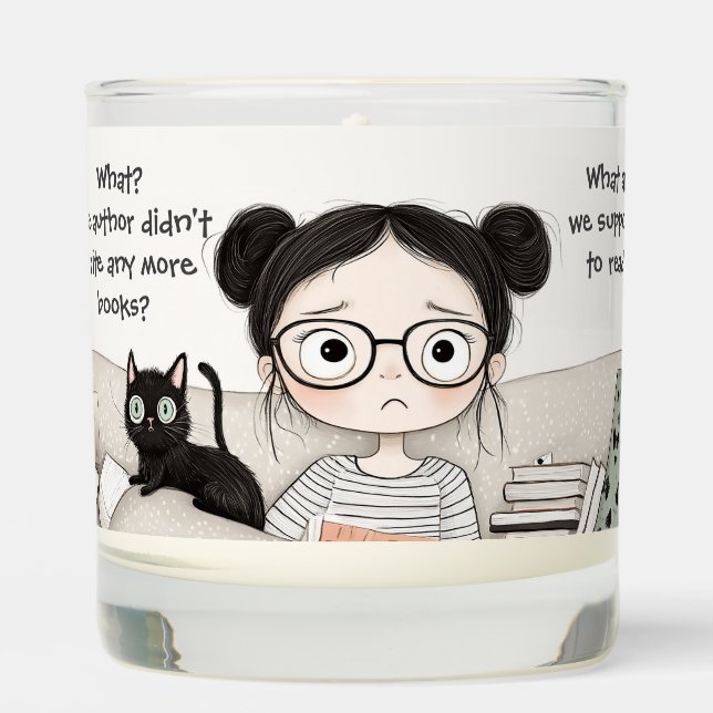Despair of a Cat Loving Reader Scented Candle (Front)