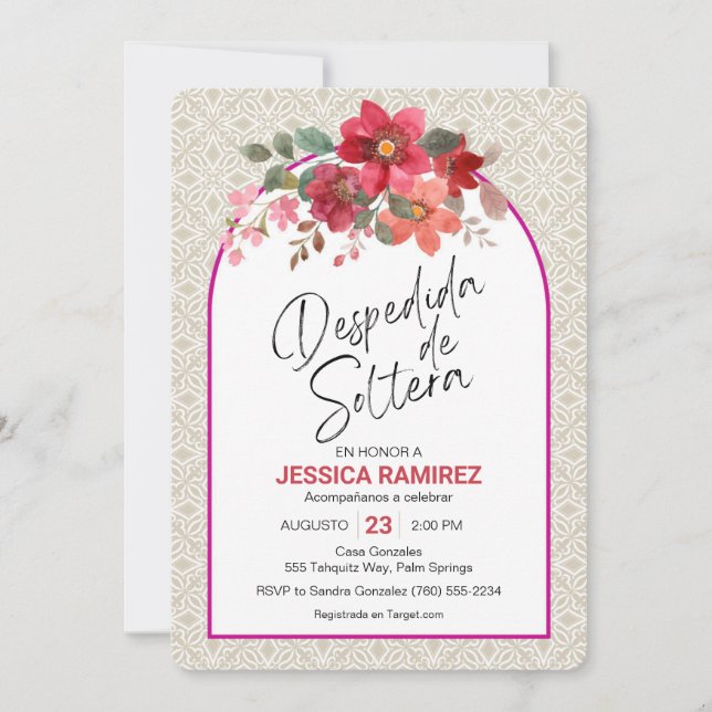 Despedida de Soltera Invitacion Flores de Otoño Invitation (Front)