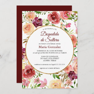 Despedida de Soltera Rosas Spanish Bridal Shower Invitation