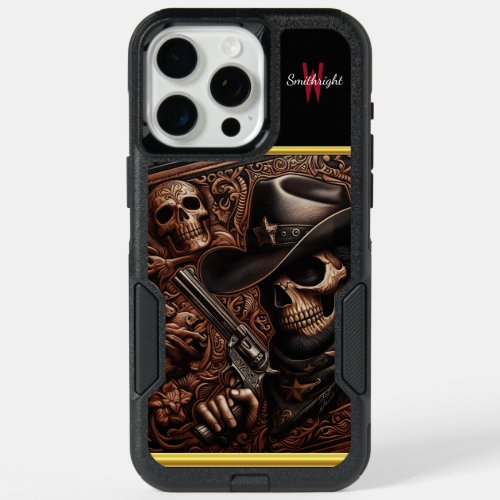 Desperado Death Gun_Wielding Skull in Cowboy Hat iPhone 15 Pro Max Case