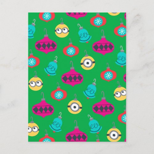 Despicable Me  Christmas Green Ornament Pattern Postcard
