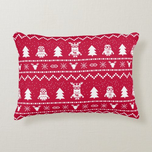 Despicable Me  Christmas Sweater Pattern Accent Pillow