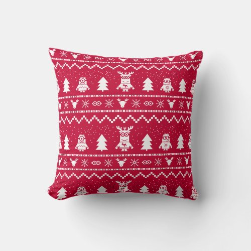 Despicable Me  Christmas Sweater Pattern Throw Pillow