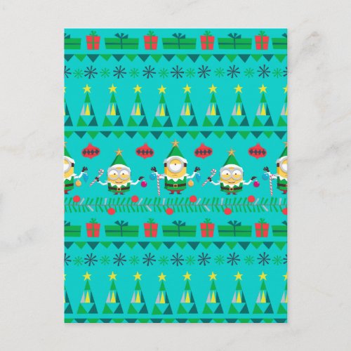 Despicable Me  Christmas Teal Pattern Postcard