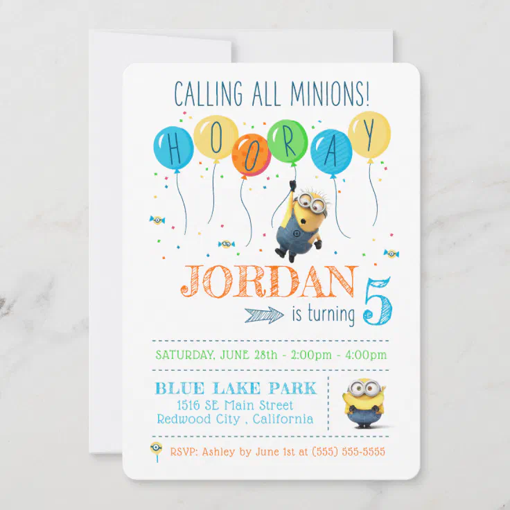 1,2 & 3 plus Minion Styles More Personalised Party Invites Despicable Me 