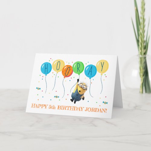 Despicable Me  Minion Balloon Happy Birthday Card