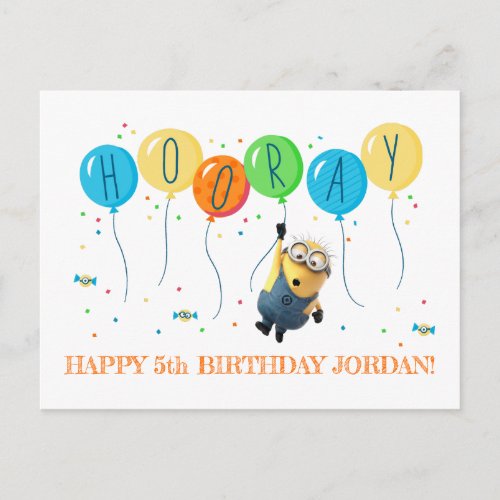 Despicable Me  Minion Balloon Happy Birthday Postcard