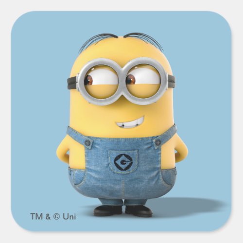 Despicable Me  Minion Dave Smiling Square Sticker