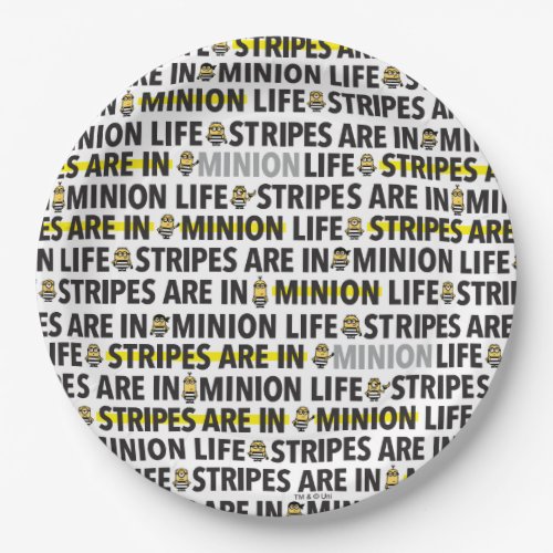 Despicable Me  Minion Life Text Pattern Paper Plates