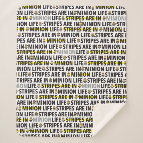 Despicable Me  Minion Life Text Pattern Sherpa Blanket