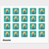 Despicable Me  Minion Dave Smiling Square Sticker - Custom Fan Art