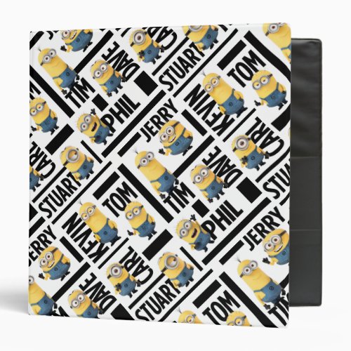 Despicable Me  Minions with Names Pattern 3 Ring Binder