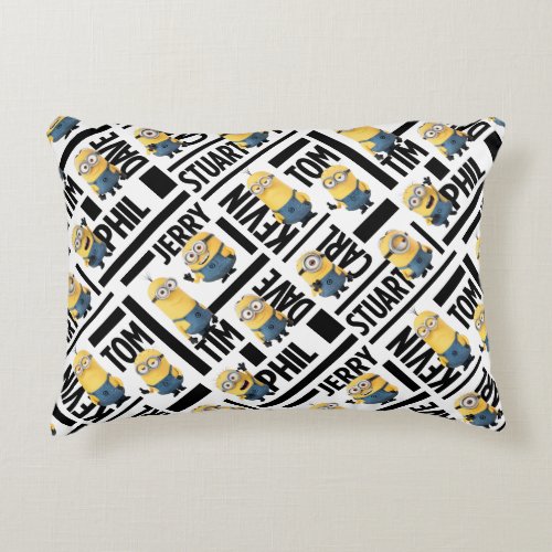 Despicable Me  Minions with Names Pattern Accent Pillow