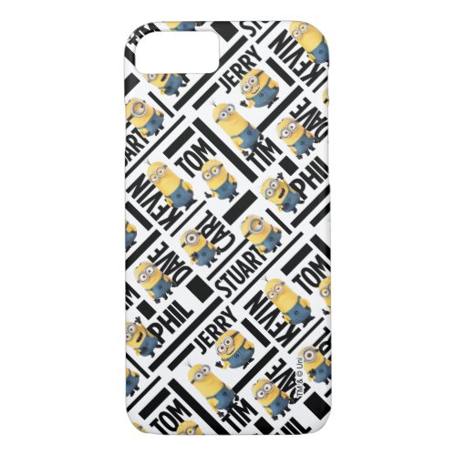 Despicable Me  Minions with Names Pattern iPhone 87 Case