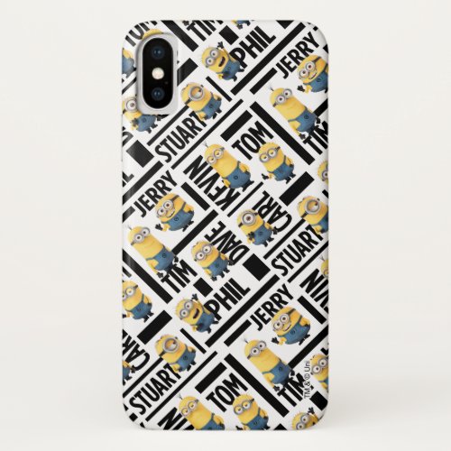Despicable Me  Minions with Names Pattern iPhone X Case